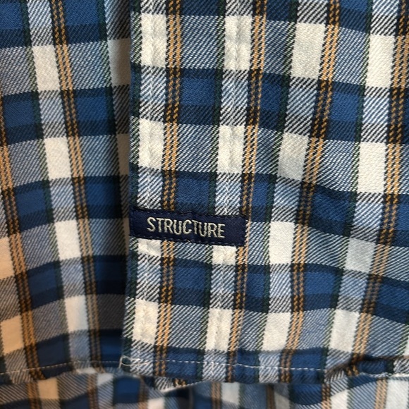 Structure men’s blue and white long sleeve button down flannel shirt size small - Picture 6 of 10
